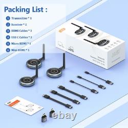 Wireless HDMI Transmitter and 2 Receivers, 5.8G, 60Hz, 165FT/50M, Support Multip