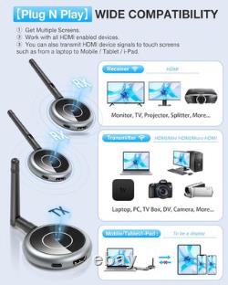 Wireless HDMI Transmitter and 2 Receivers, Plug and Play Multiple Tvs, 50M/165FT