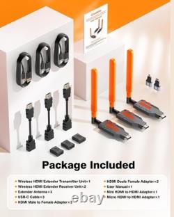Wireless HDMI Transmitter and 2X Receiver Kits HD For Video/Audio/PC Streaming