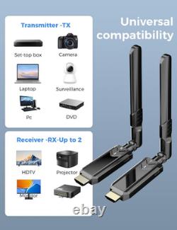 Wireless HDMI Transmitter and 4 Receivers, 2.4G/5G Plug & Play Portable Wireless