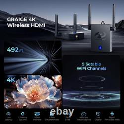 Wireless HDMI Transmitter and Receiver 4K 30HZ, 492 FT, Dual Cooling Systems, 9