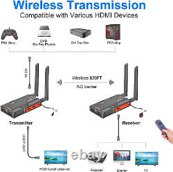 Wireless Hdmi Transmitter Receiver 250M(820Ft) Extender Kit Youtube Netflix DSLR