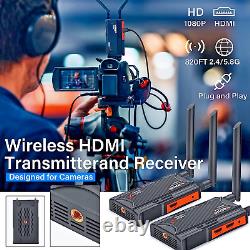 Wireless Hdmi Transmitter Receiver 250M(820Ft) Extender Kit Youtube Netflix DSLR