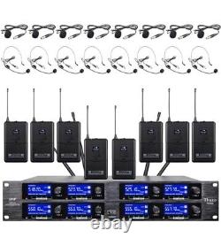 Wireless Microphone System UHF 8 Channel 8 Lavalier 8 Bodypacks 8 Lapel