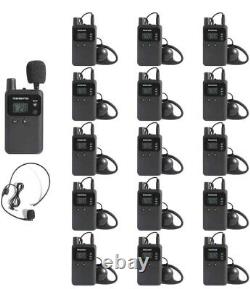 Wireless Tour Guide System Rechargeable 1 Transmitter 15 Receivers (No Charger)