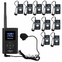 Wireless Tour Guide System Transmitter Microphone+Receiver for Meeting/School US