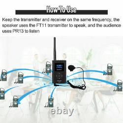 Wireless Tour Guide System Transmitter Microphone+Receiver for Meeting/School US