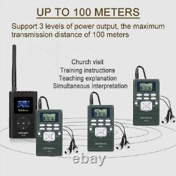 Wireless Tour Guide System Transmitter Microphone+Receiver for Meeting/School US