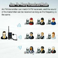 Wireless Tour Guide System Transmitter Microphone+Receiver for Meeting/School US