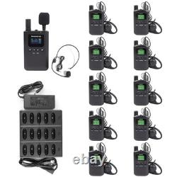 Wireless Tour Guide System with 10 Receivers, 1 Microphone Transmitter, Charger