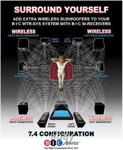 Wireless Transmitter/Receiver Kit Hookup of Wireless Subwoofers Powered Speakers