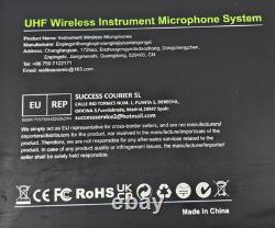 Wireless UHF Saxophone Dual 2x Transmitters 1x Receiver 3.5mm 6.5mm 130 Ft Range