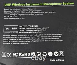 Wireless UHF Violin Dual 2x Transmitters 1x Receiver 3.5mm 6.5mm 130 Ft Range