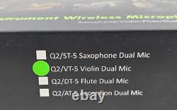 Wireless UHF Violin Dual 2x Transmitters 1x Receiver 3.5mm 6.5mm 130 Ft Range