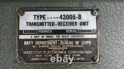 Wwii U. S. Navy Marines Tbx Portable Transmitter Receiver Radio Type 43005-d