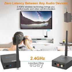 YMOO 2.4GHz Wireless Audio Transmitter Receiver (1 TX+1 RX), 20ms Ultra Low