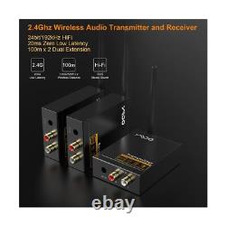 YMOO 3 in 1 2.4Ghz Wireless Audio Transmitter and Receiver, 2 Receivers for Tw