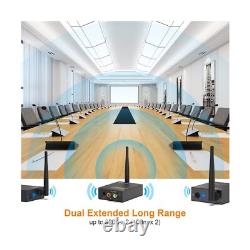 YMOO 3 in 1 2.4Ghz Wireless Audio Transmitter and Receiver, 2 Receivers for Tw